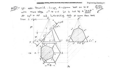 Sections of solids- sectioning a HEXAGONAL PYRAMID with inclined section plane (AISP)