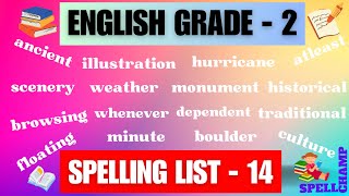 English Grade 2 Spelling List 14