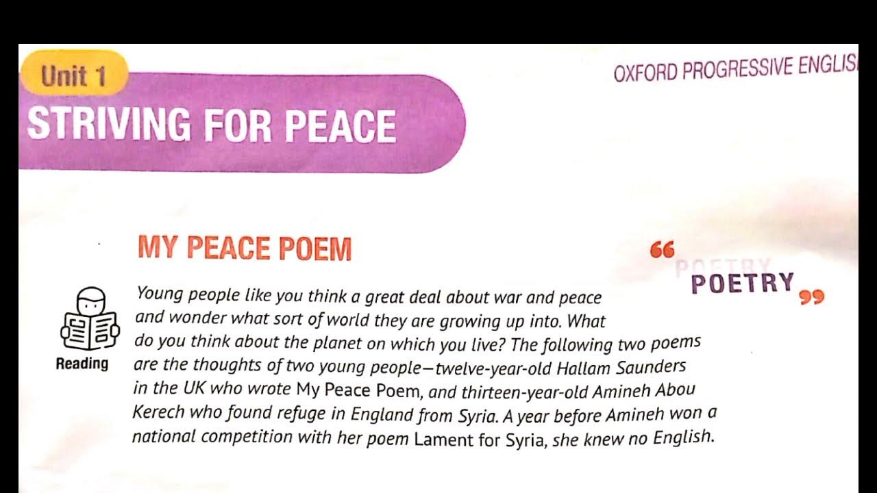 My Peace Poem Unit 1 Striving For Peace Oxford Progressive English a-christmas-story-part-2-unit-1-striving-for-peace-oxford