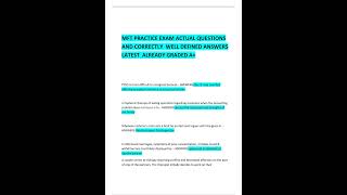 MFT PRACTICE EXAM ACTUAL QUESTIONS AND CORRECTLY WELL DEFINED ANSWERS LATEST ALREADY GRADED A+