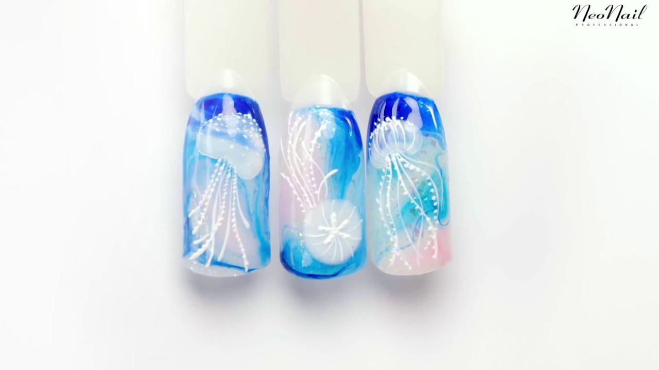 Мастер-класс - Украшение медузами с использованием лаков Aquarelle NeoNail nail art hours