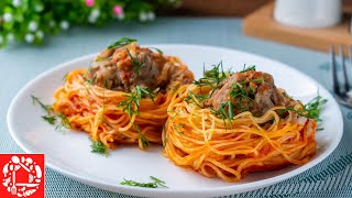 Just 30 minutes and you're done! Pasta nests with minced meat. Dinner in a hurry