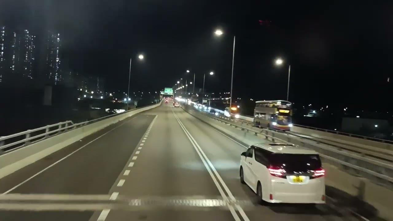 [Marvellous Night Expressway] KMB/CTB 307 bus ride from Tai Po Central B/T to Central Ferry B/T