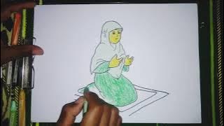 Drawing and Coloring Cartoon Muslim women who are praying, it's easy and the results are good