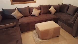 ركنه مودرن حرف u + ركنه شيزلونج وسرير تم تسليمهم بفضل الله من معرض  Etalia Furniture