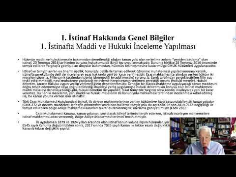 Yenisey Ceza Muhakemesi Hukuku Dersleri Ağustos 2020 (§ 40 (1) İSTİNAF 1)