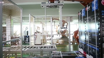 STEP Palletizing robot air conditioner external unit packing and palletizing working station