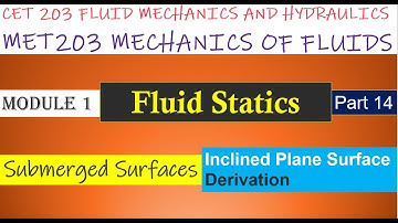 MET 203 Mechanics of Fluids -CET203 FMAH-Module 1-Inclined Plane Surface Submerged in Liquid-Part 1