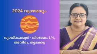 2024 വ്യാഴമാറ്റം - വൃശ്ചികക്കൂർ വിശാഖം 1/4, അനിഴം, തൃക്കേട്ട