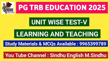 Learning And Teaching MCQs Unit-wise 5 / PG TRB English Objective Questions with Answers 