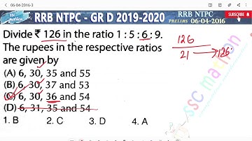 divide Rs 126 in the ratio 1:5:6:9 the rupees in the respective ratios are given by