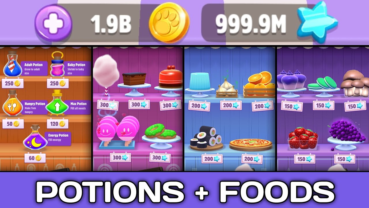 Unlimited Potions and Food - Unlimited Money - My Talking Tom 2 - GAMEPLAY 4U