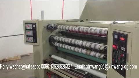 BOPP tape Jumbo Roll slitting machine with auto labeling   Wechat whatsapp 0086 13925825327