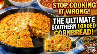 Loaded Cornbread Recipe (Southern Style) With Pinto Beans & Turnip Greens!