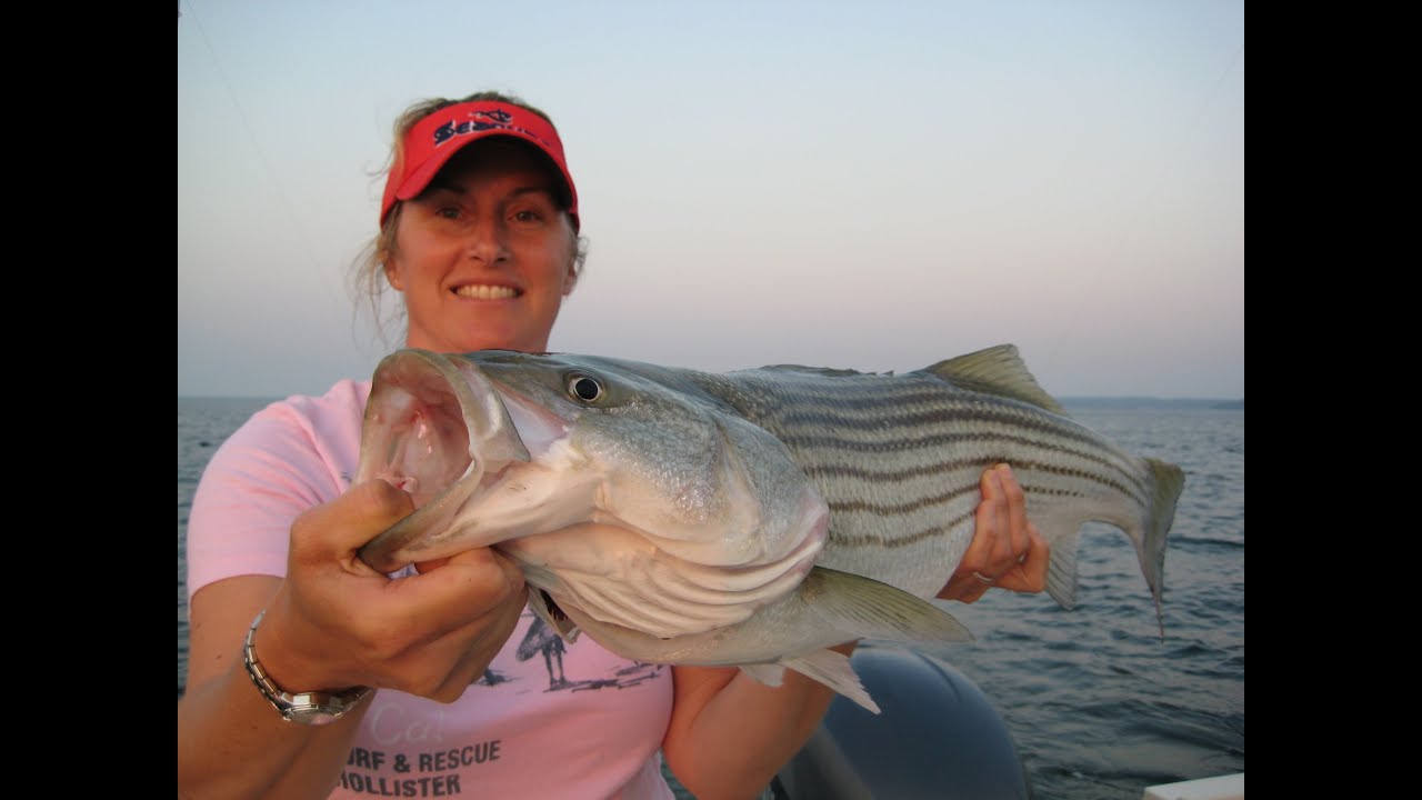 MONTAUK POINT MONSTER STRIPED BASS WITH KIDCOCHIESE & CREW