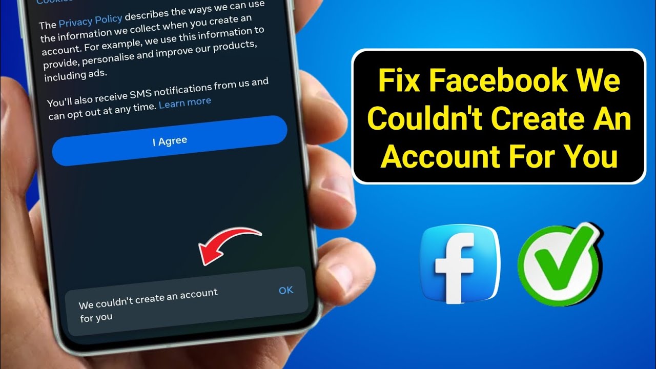 How to fix facebook we couldn't create an account for you | facebook ...