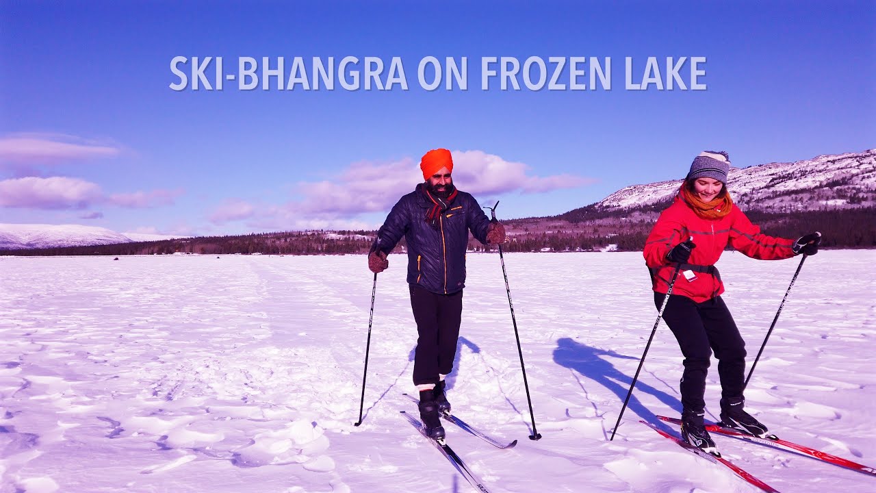 Ski Bhangra on Frozen Lake of the Yukon, Canada