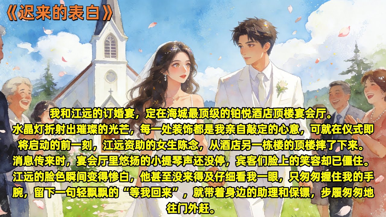 我和江远的订婚宴，江远资助的女生陈念，从酒店另一栋楼的顶楼摔了下来。消息传来时，宴会厅里悠扬的小提琴声还没停，宾客们脸上的笑容却已僵住。