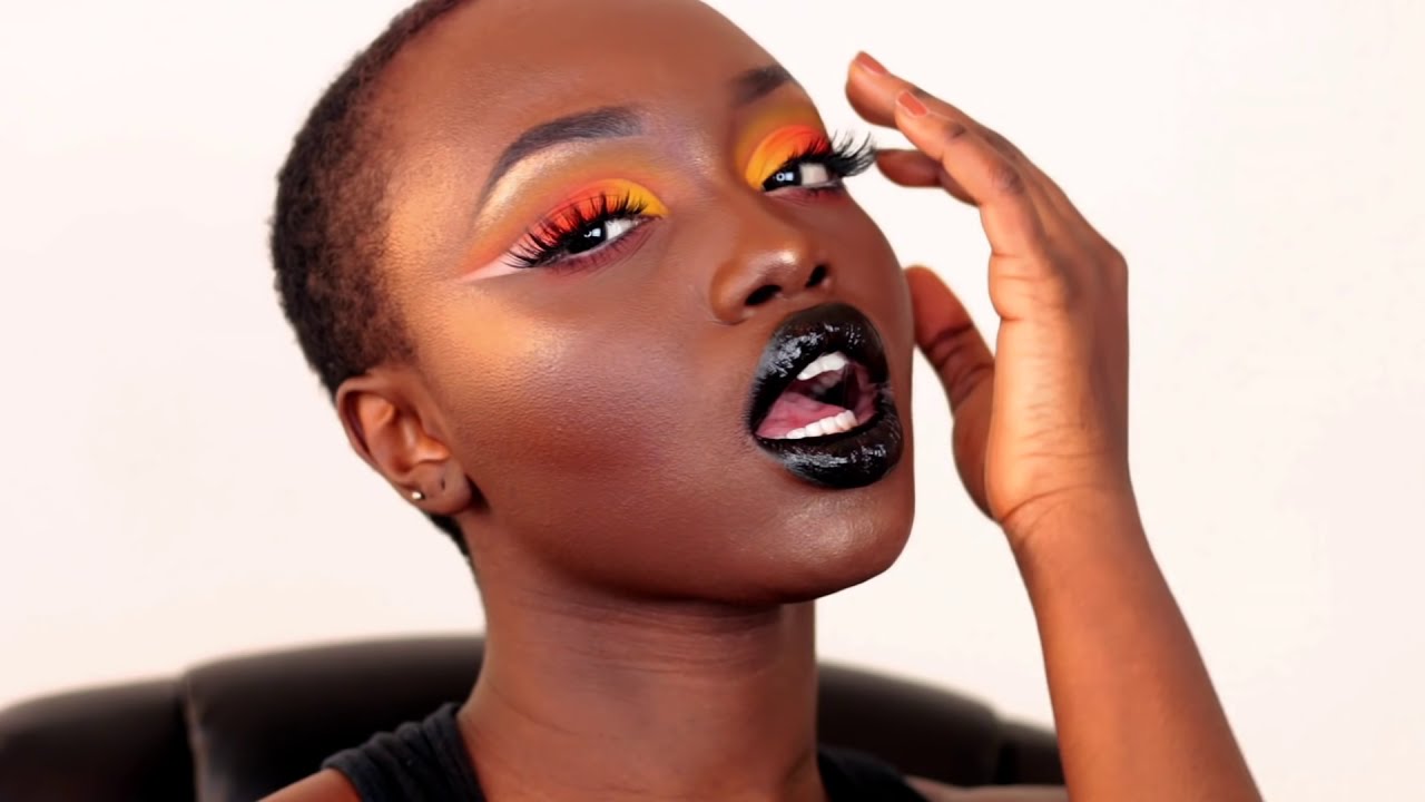 CANDY CORN INSPO HALLOWEEN MAKEUP TUTORIAL DARK SKIN YouTube