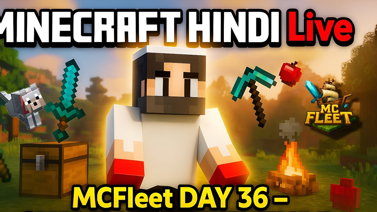 🔴 Minecraft Hindi Live | MCFleet Day 36 Survival | Fun Adventure Stream ...