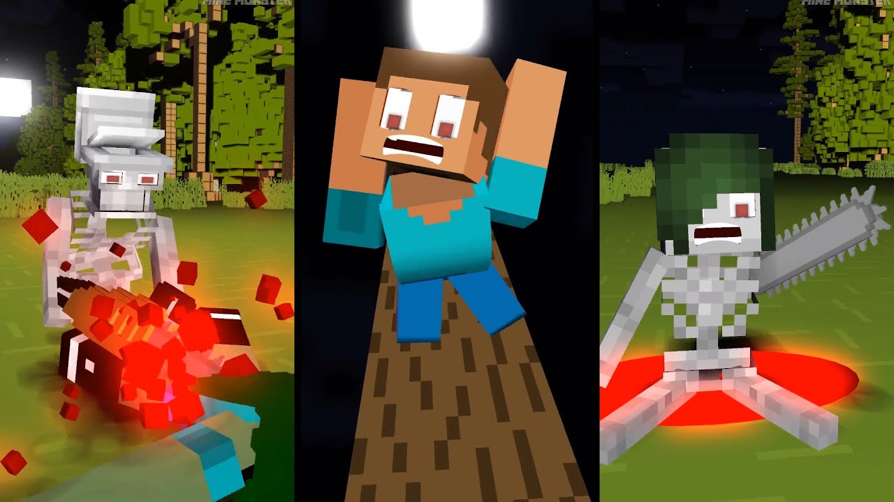 Minecraft - Saw Man vs Zombie Girl | Tiny Craft