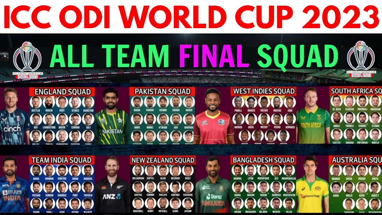 ICC ODI WORLD CUP 2023 | All Teams Final Squad Announced | All Teams ...