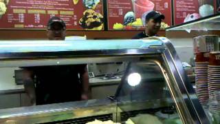 Cold stone workers singing to us