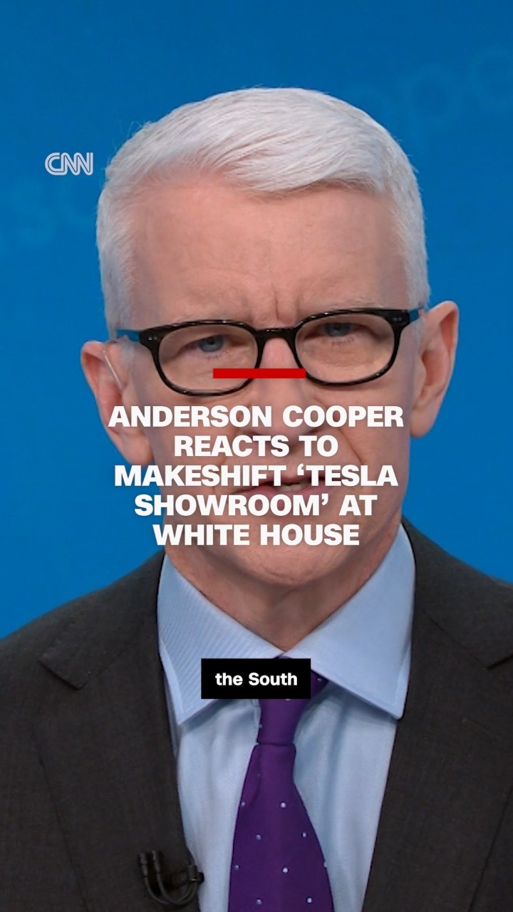 Anderson Cooper reacts to makeshift 'Tesla showroom' at White House