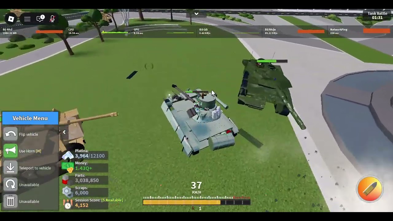 Roblox Car Crushers 2 tank battle mode in derby arena