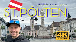 Sankt Pölten,  AUSTRIA Walk Video 4K, Street Tour