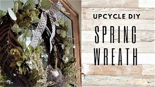 SPRING WREATH with Moss Nest ~ FARMHOUSE TRASH TO TREASURE UPCYCLE