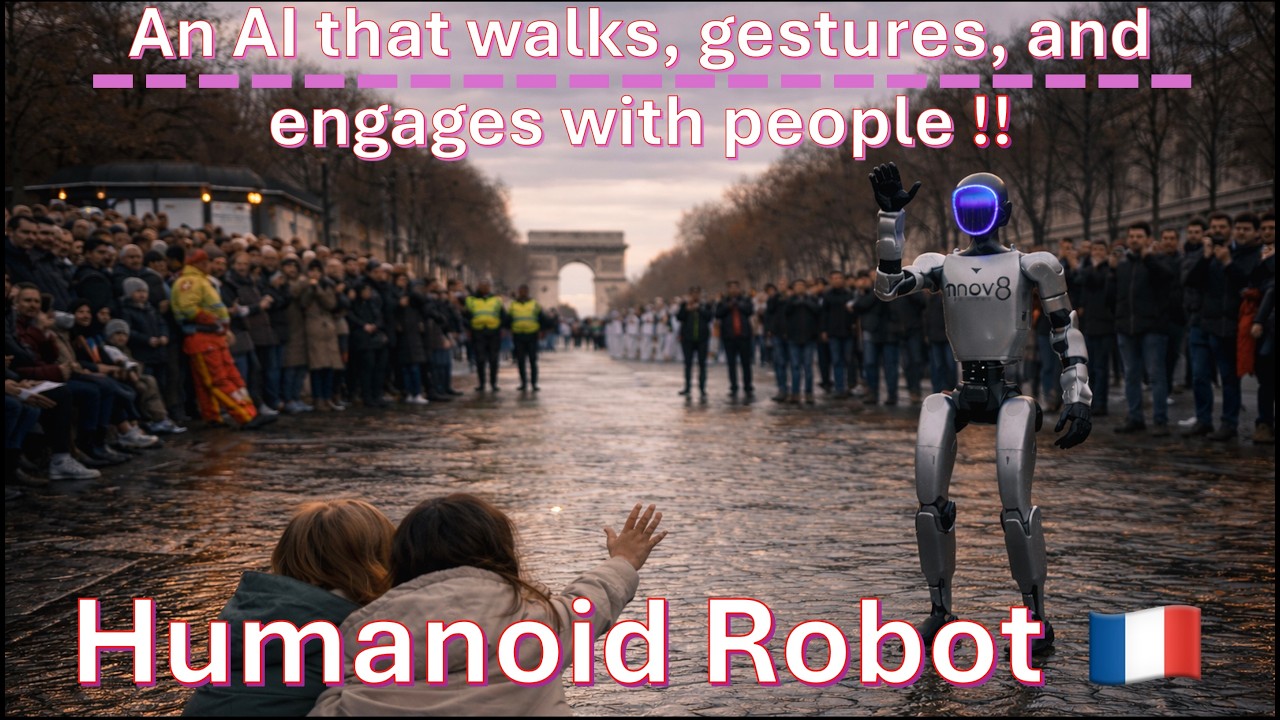 A Humanoid Robot walking on the Champs-Élysées, Paris during a Chinese new year parade on Feb 1 2026
