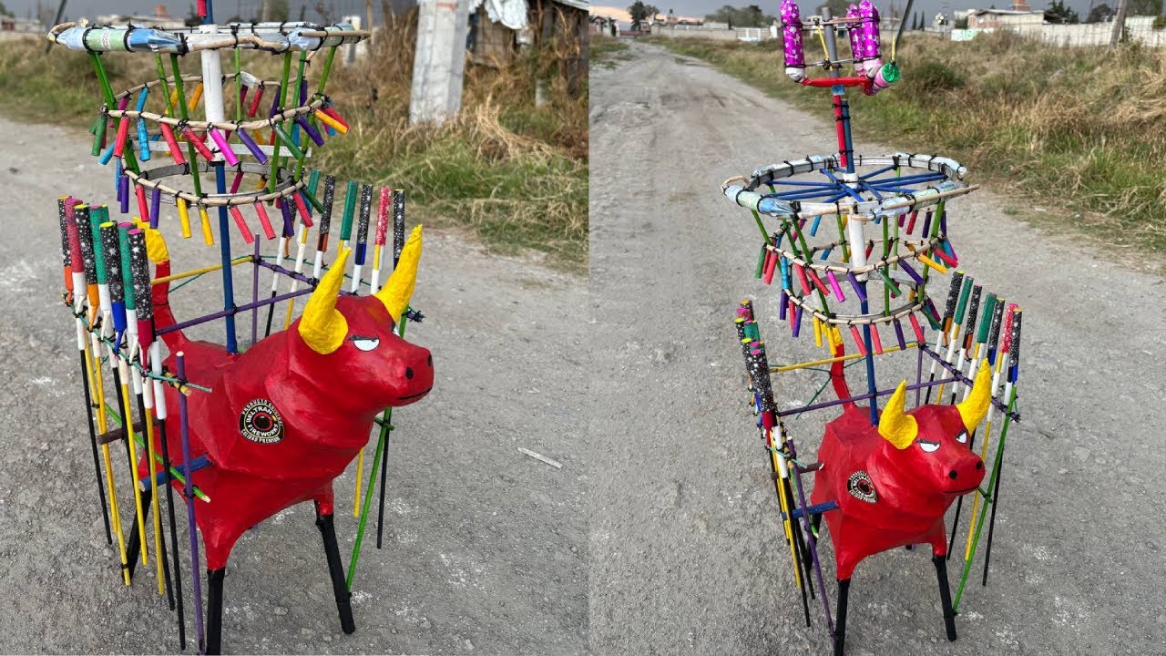 QUEMA DE TORITO ROJO  FIREWORKS BELTRAN LOCAL 3 TULTEPEC