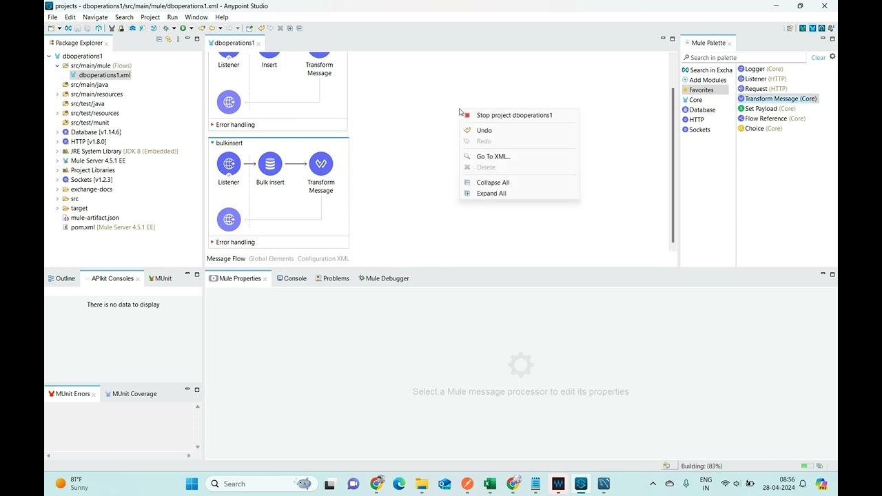 MULE 4 Database Modules -  INSERT, BULK INSERT , DELETE, BUL KDELETE