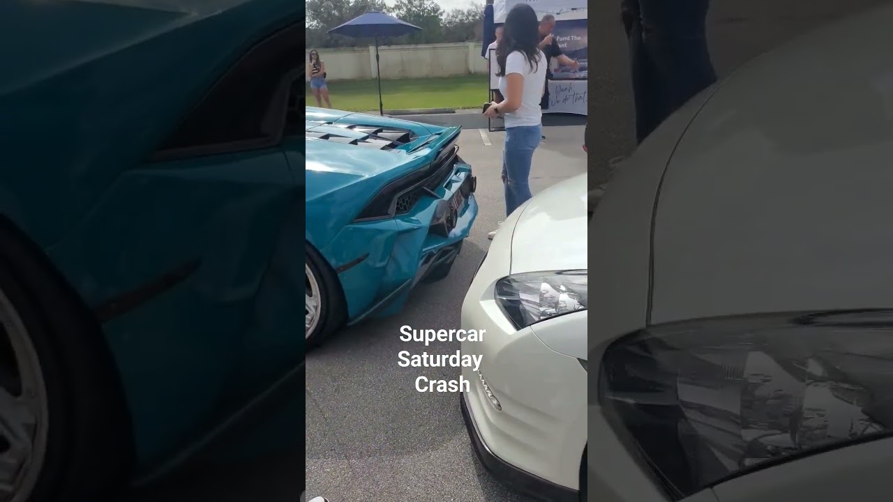 GTR crashes into Lamborghini #crash #lamborghini #gtr #carshow #supercars #amazing #ohno #Florida
