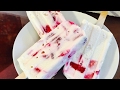 Paletas de Fresas Con Crema ( Strawberries and Cream Popsicles)