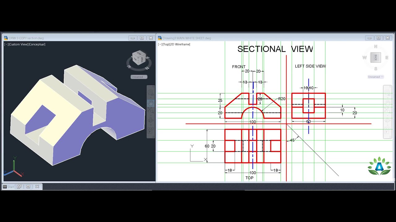 Sectional View in Engineering Drawing - YouTube