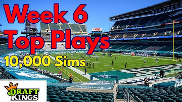 Top week 6 NFL Football DFS Plays based on 10,000 Simulations in Excel