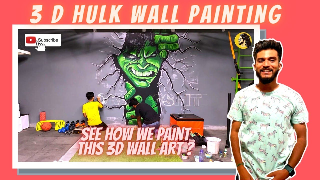 3D HULK WALL PAINTING | GYM WALL ART IDEAS | HULK MURAL ART | WALL PAINTING - 01  🚩