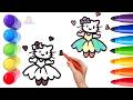 How To Draw cute Hello Kitty Drawing, Painting &amp; Coloring For Kids and Toddlers_ Child Art 🐋🌈🎨