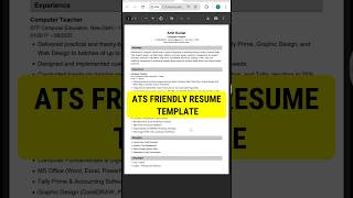 Free ATS Friendly Resume Template 2025