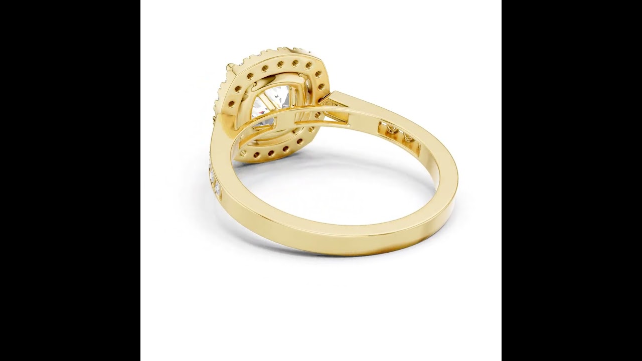 Classic Cushion Diamond Halo Ring With Pavé Band