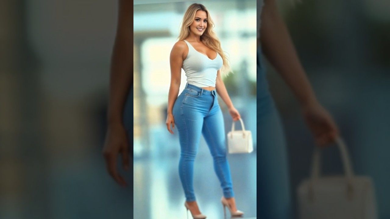 White Top & Blue Jeans Fashion #aiart #aigirl