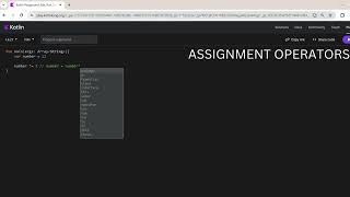 Kotlin (Programming Language) Project 13: 'Assignment Operators' Created by Trishanth Kumar