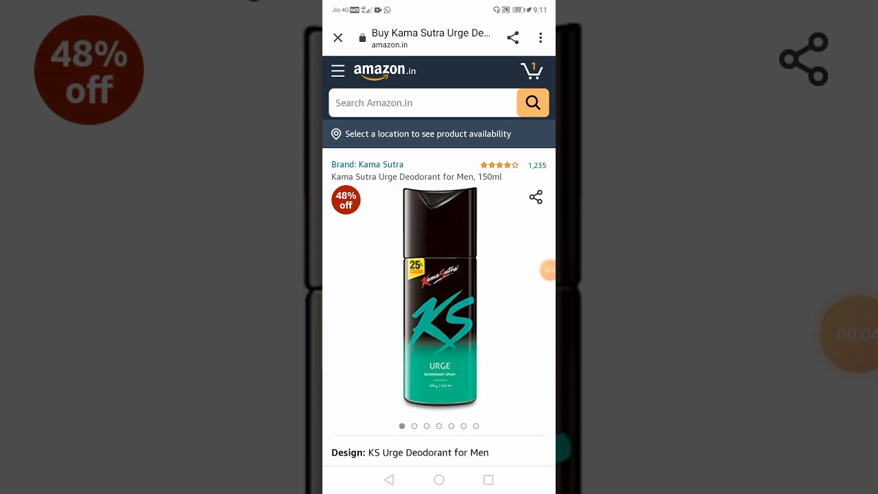 Amazon deals of day 🌟Kama Sutra Urge Deodorant for Men, 150ml Rs.110|amazon great indian deals 2010|