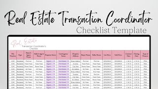 Real Estate Transaction Coordinator Checklist Excel Spreadsheet Google Sheets