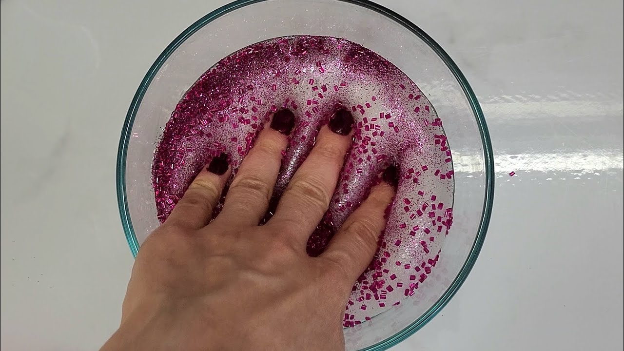 Making Crunchy Pink Slime!! ASMR Satisfying Glitter Beads YouTube