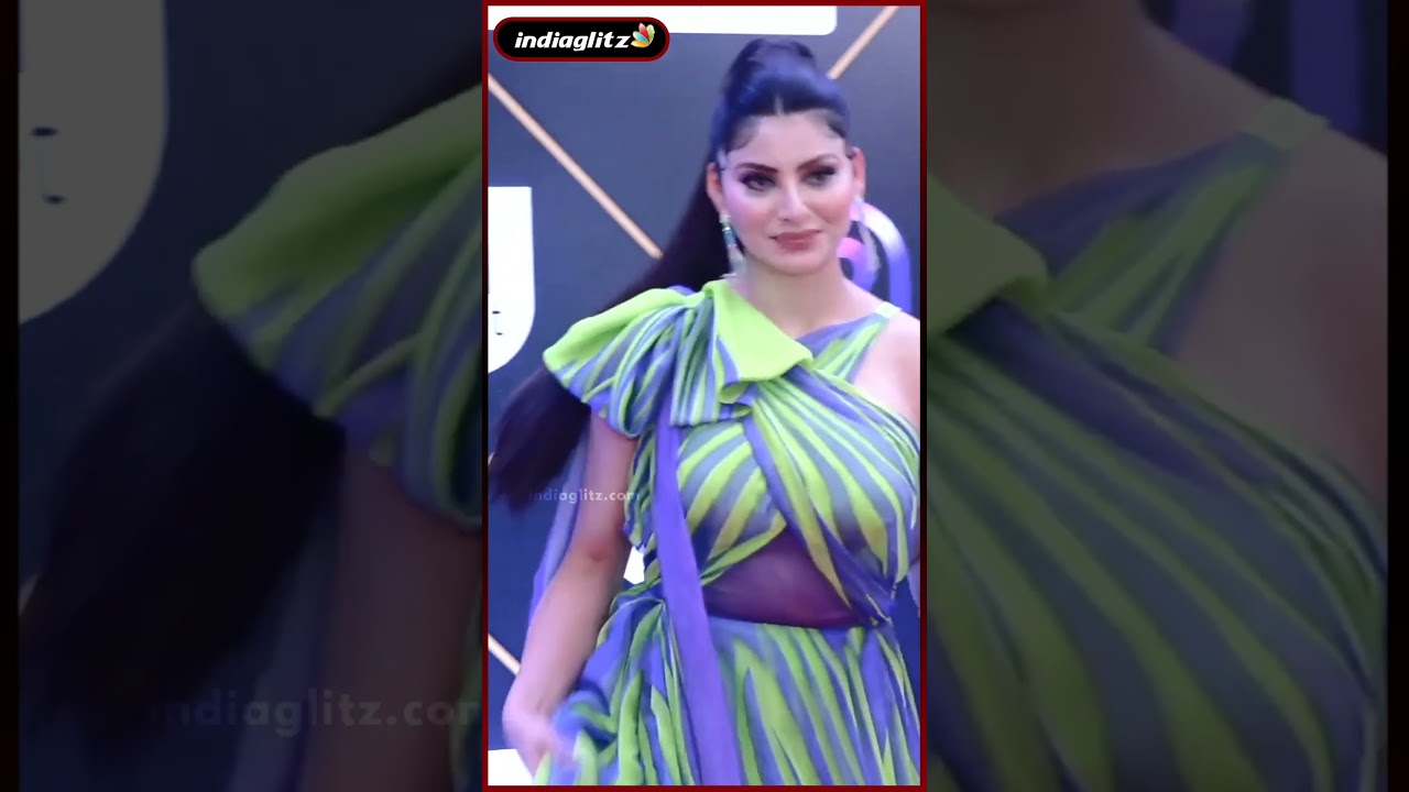 Urvashi Rautela in Neon Green Purple Gown at IWM Buzz Digital Awards 2023 