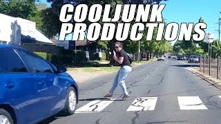 Woman almost run over at crosswalk. Driver blown away!