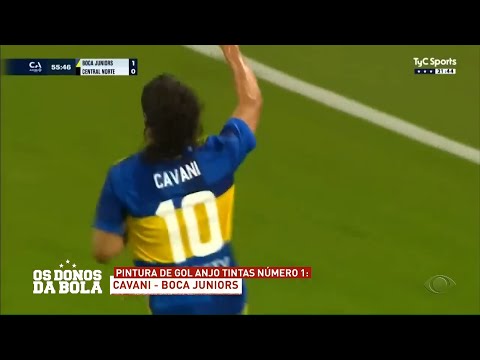 Pintura de Gol Anjo Tintas: Cavani (Boca Juniors) - 25/03/2024 - Os Donos da Bola